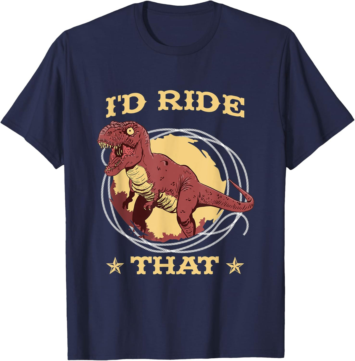 Rodeo | Dinosaur | Western | Cowboy | Cowgirl | Bull Riding T-Shirt - Navy Blue