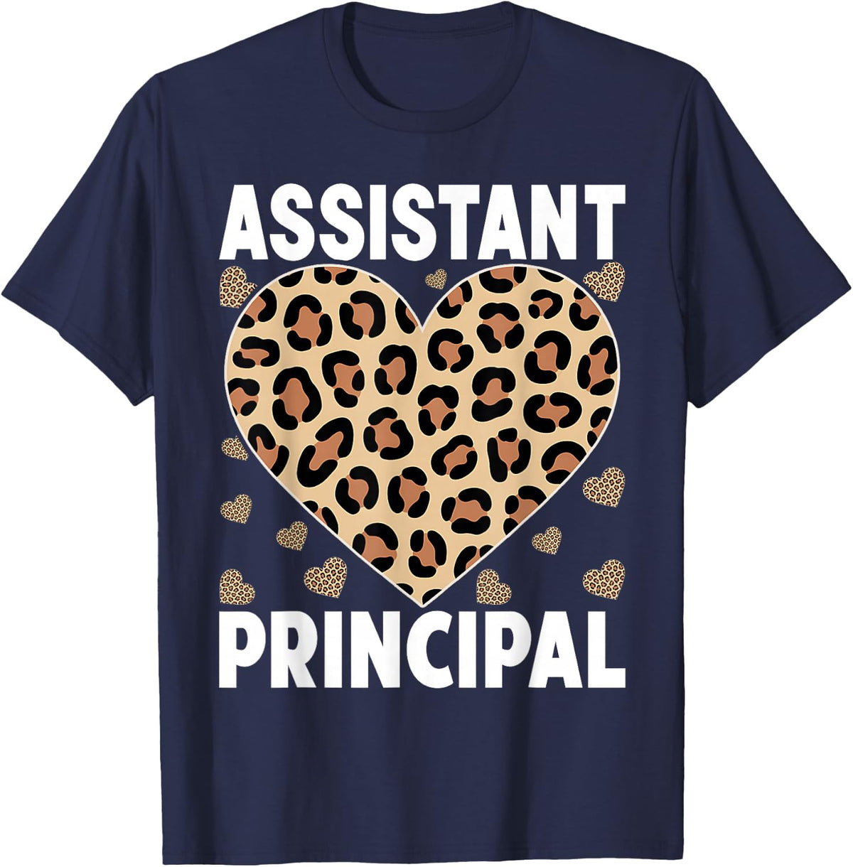 Leopard Heart Assistant Principal T-Shirt - Navy Blue
