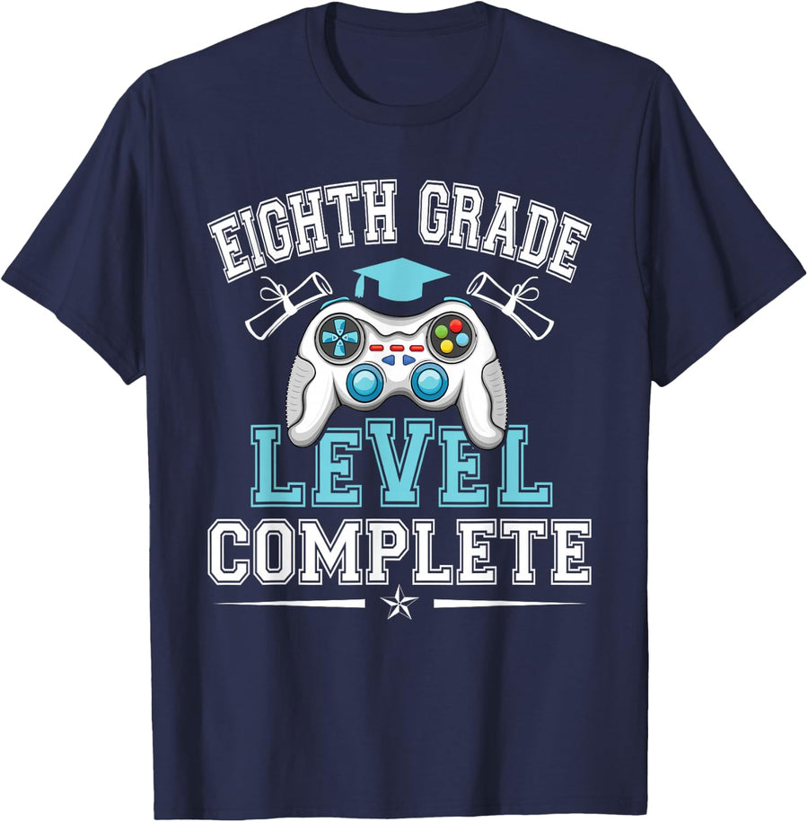 Eighth Grade Level Complete Graduation Class 2027 8th Grade T-Shirt - Navy Blue