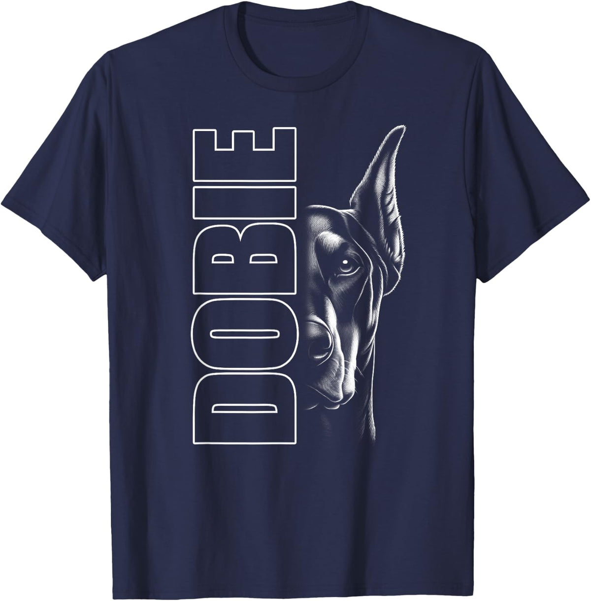 Fashionable Doberman Design with Stylish Text T-Shirt - Navy Blue