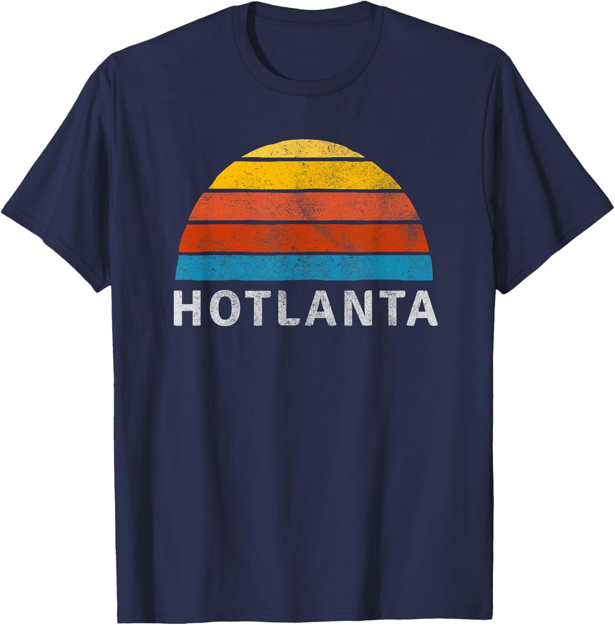 Hotlanta Retro Sunset design T-Shirt - Navy Blue