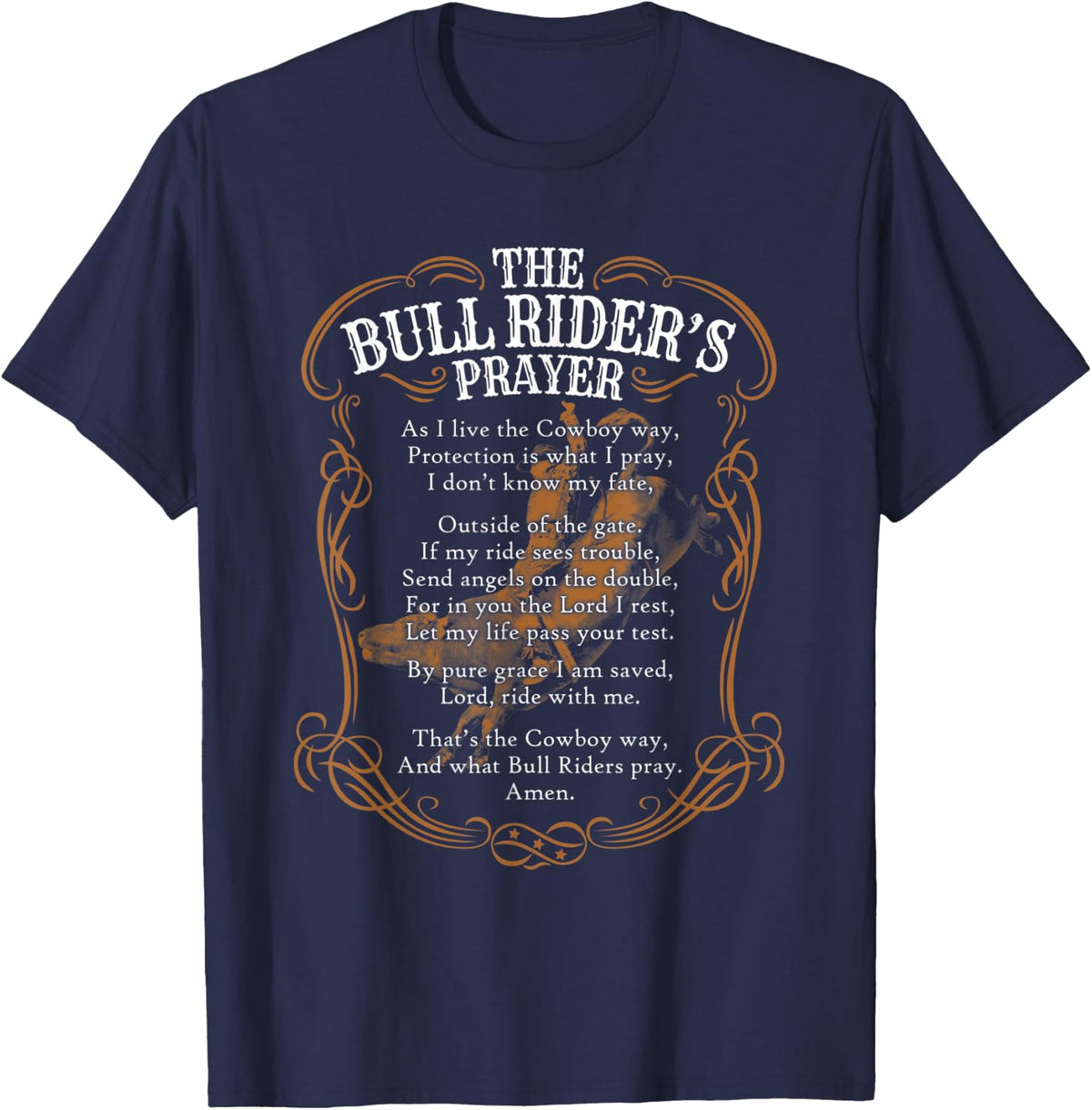 The Bull Rider's Prayer T-Shirt - Navy Blue