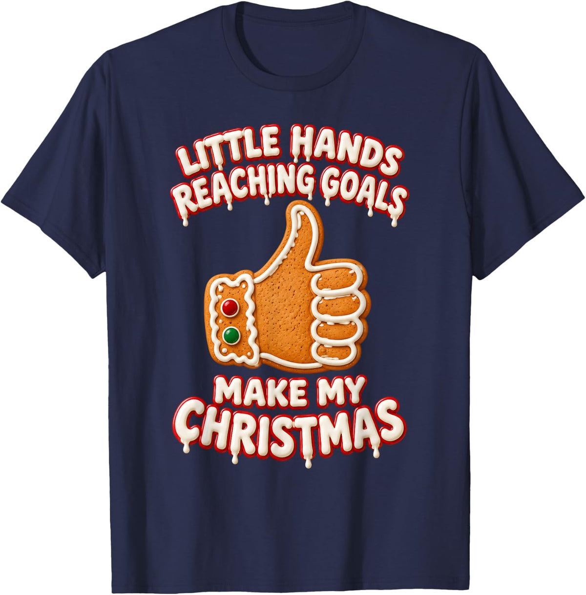 Reaching Goals Gingerbread Occupational Therapist Christmas T-Shirt - Navy Blue