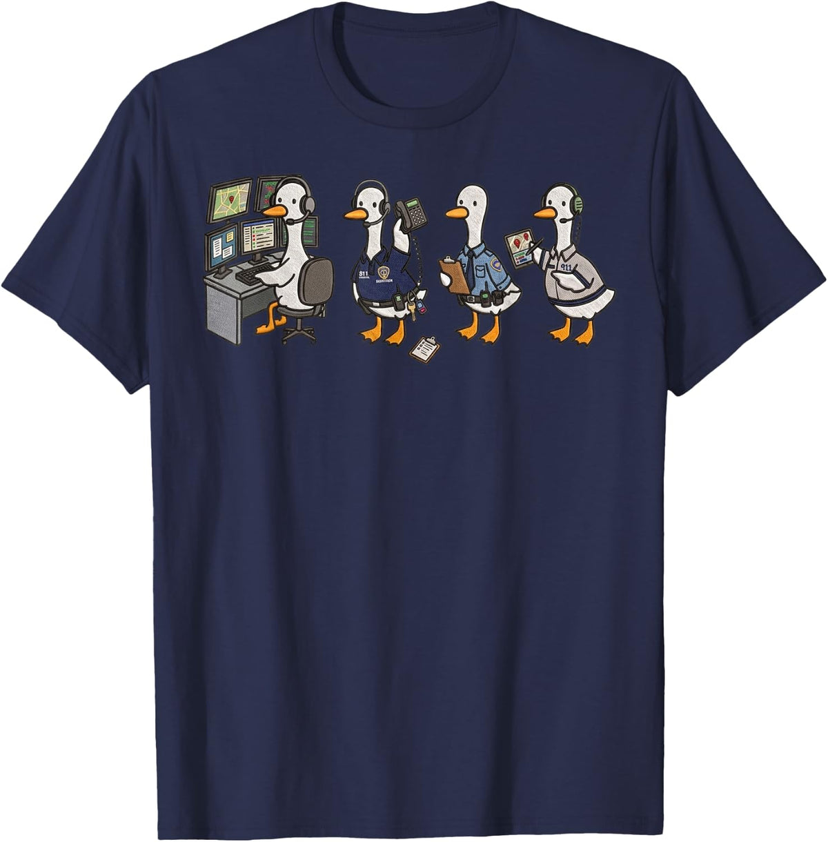 Support Your Local 911 Dispatchers Goose T-Shirt - Navy Blue