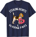 Stealing Hearts Blasting Farts Beagle Valentines Day T-Shirt - Navy Blue