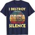 I Destroy Silence - Retro Vintage French Horn French Hornist T-Shirt - Navy Blue