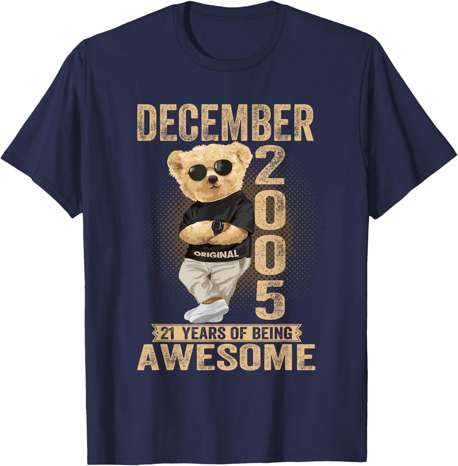 December 2005 21st Birthday 2026 Women 21 Years Teddy Bear T-Shirt - Navy Blue