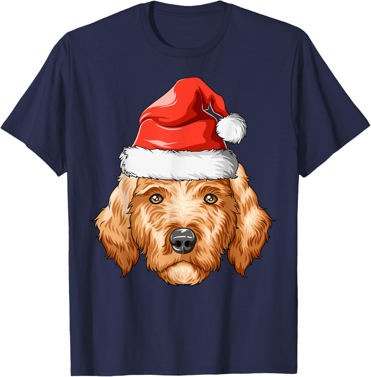 Goldendoodle Santa Hat Christmas Goldendoodle T-Shirt - Navy Blue
