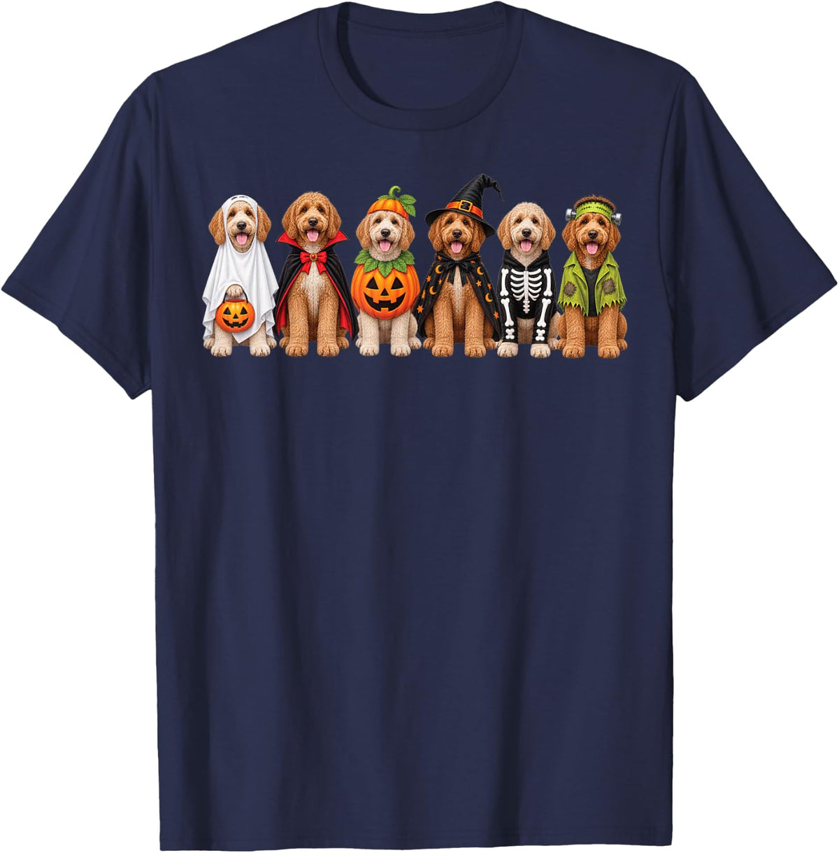 Funny Doodle Halloween Costume T-Shirt - Navy Blue