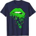 Lips Sexy Green Cool Irish Shamrock St Patricks Day T-Shirt - Navy Blue