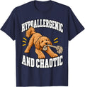 Goldendoodle Hypoallergenic and Chaotic Doodle Dad Funny T-Shirt - Navy Blue