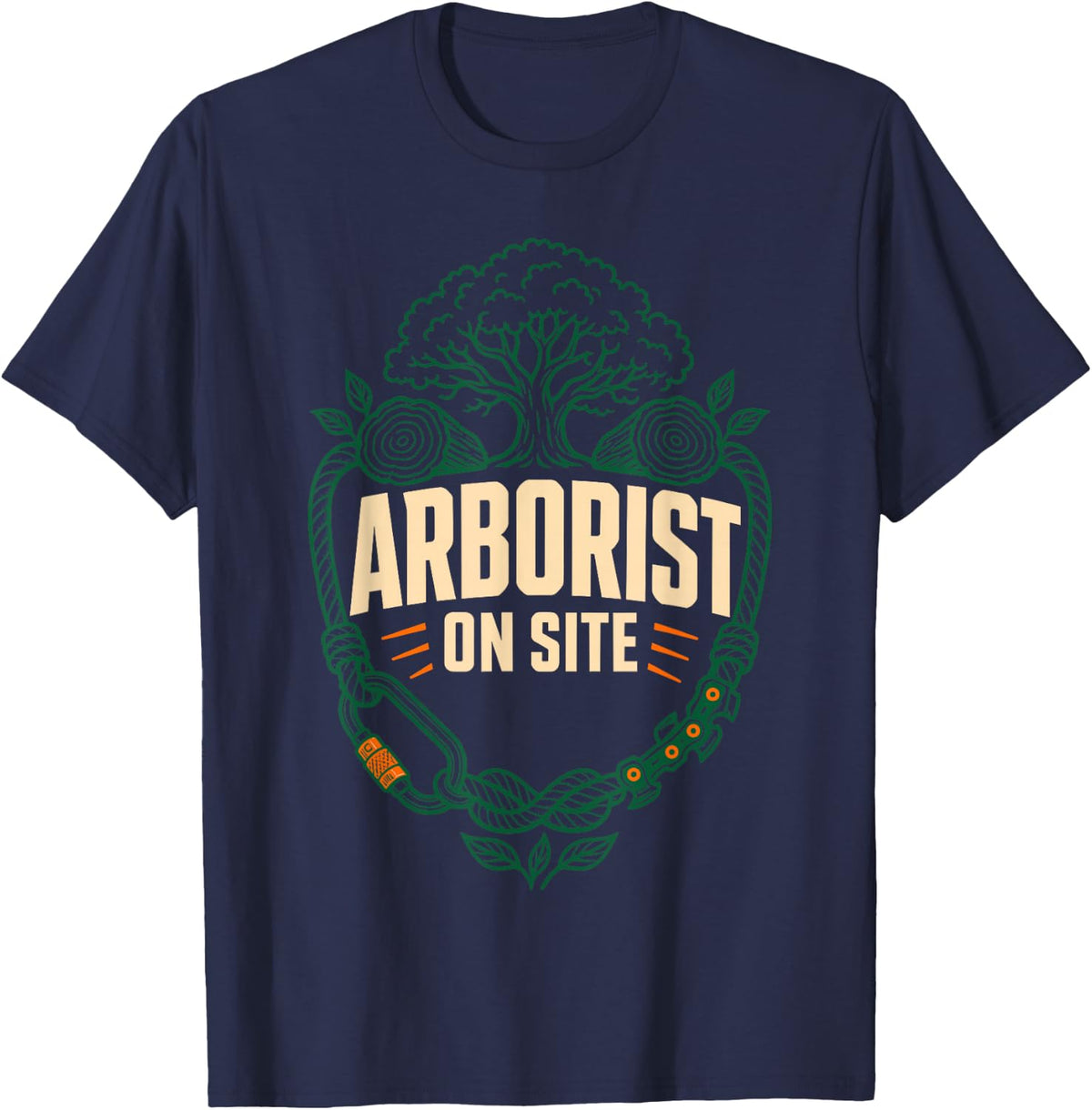 Arborist On Site Tree Climber Tree Surgeon T-Shirt - Navy Blue