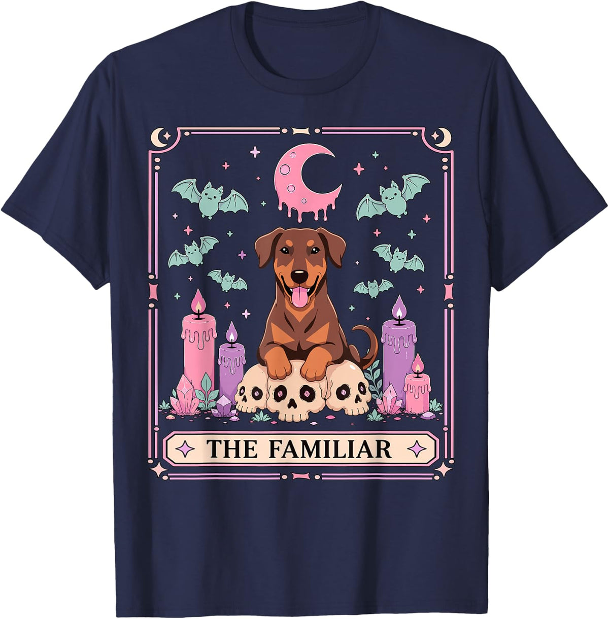 Doberman Pinscher Dog Tarot Card T-Shirt - Navy Blue