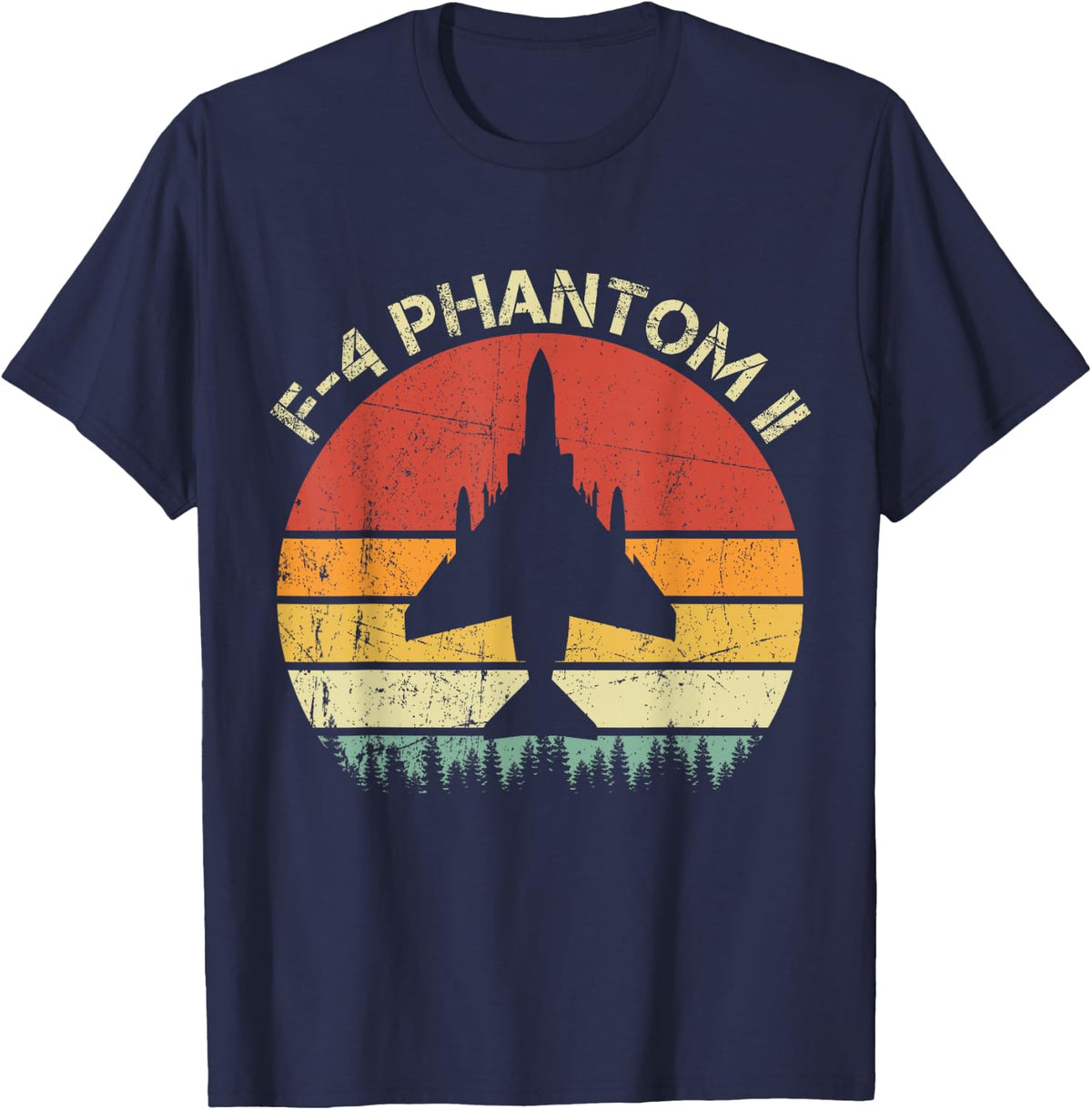 F-4 Phantom II Fighter Jet Retro Vintage Military Aircraft T-Shirt - Navy Blue