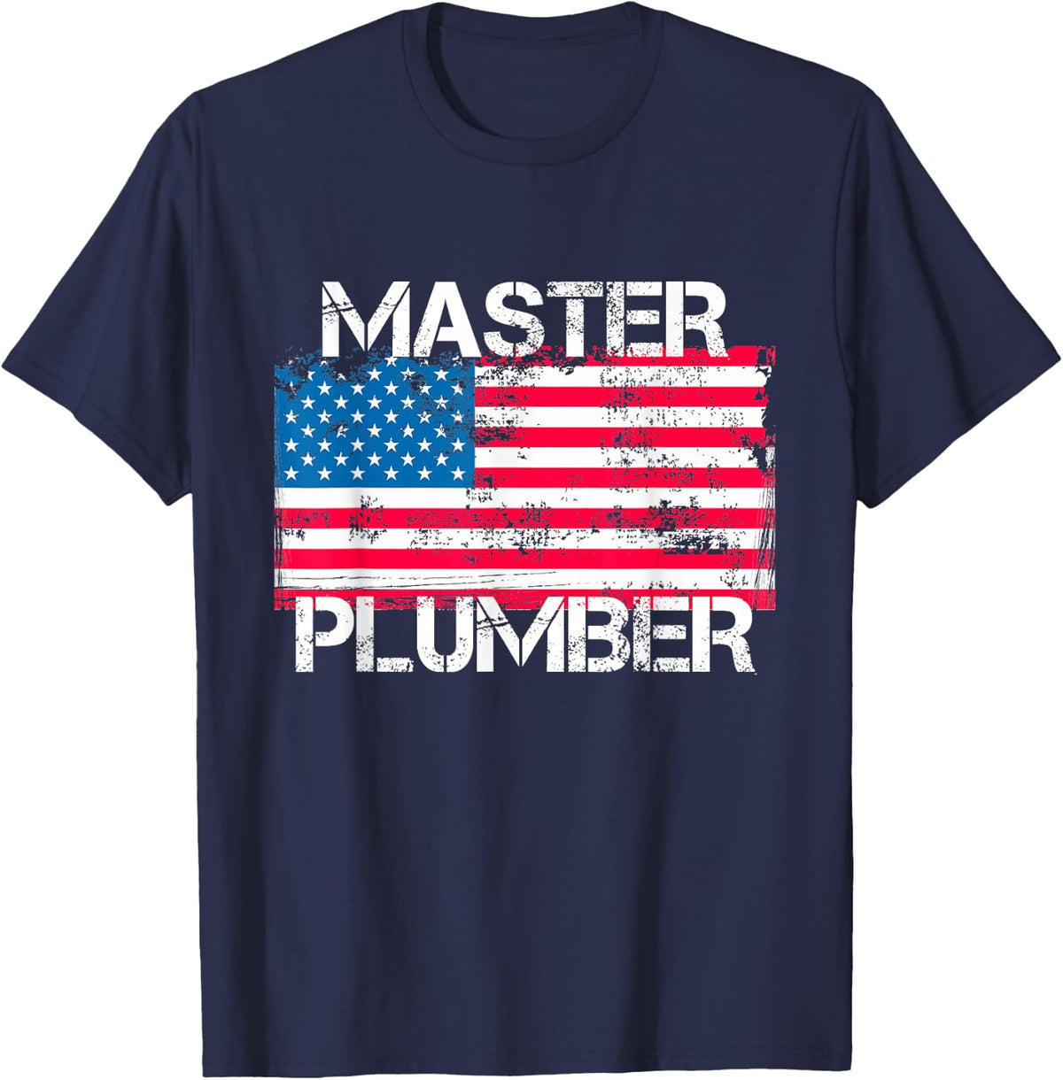 Patriotic Master Plumber Vintage US Flag Plumbing Expert Women Kids Men T-Shirt - Navy Blue