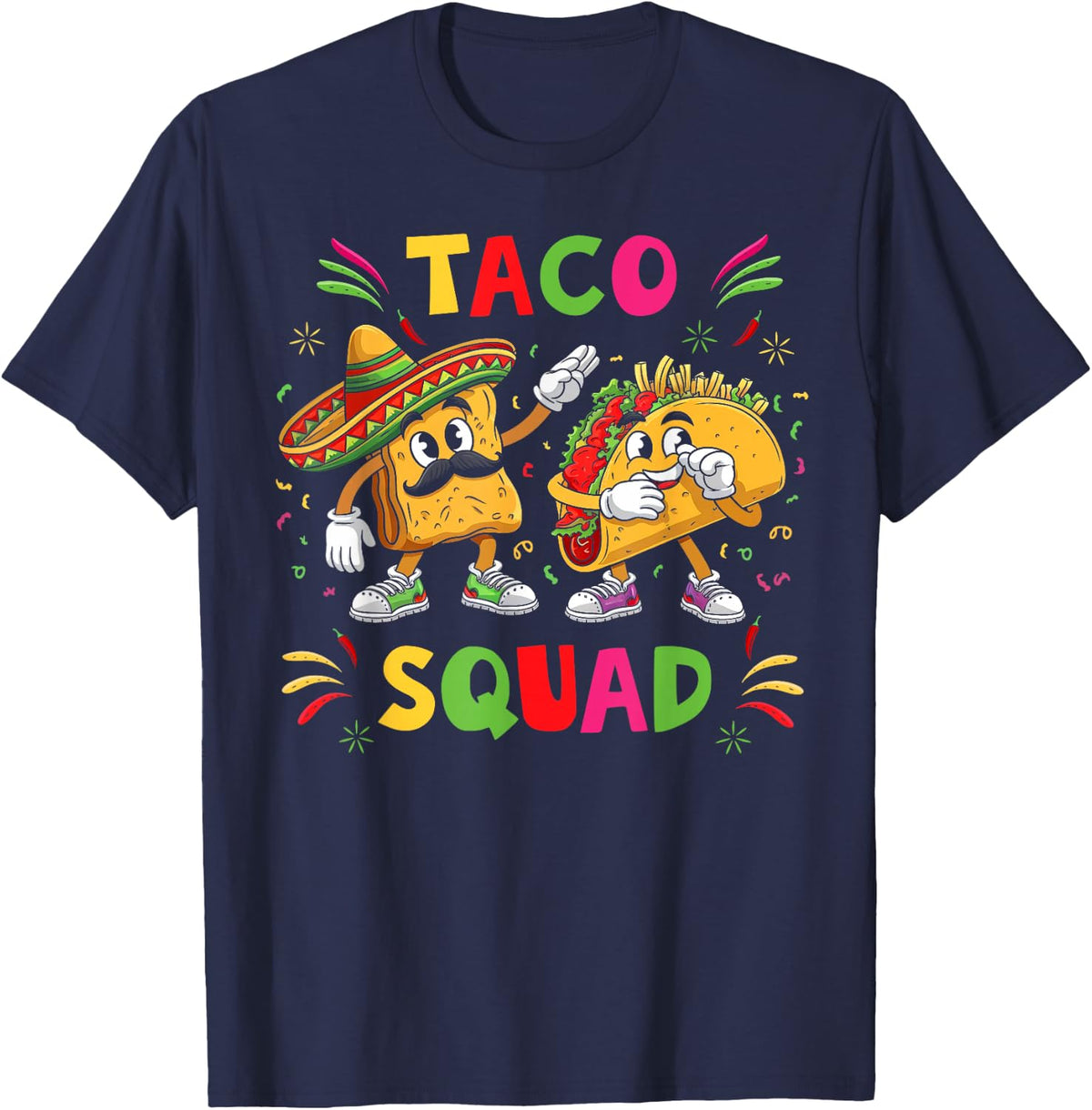 Funny Taco Squad Cute Mexican Food Lover Cinco De Mayo Party T-Shirt - Navy Blue