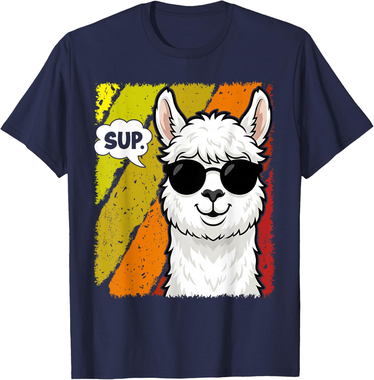 Funny Llama SUP Alpaca Cool Alpacas Vintage Kids T-Shirt - Navy Blue