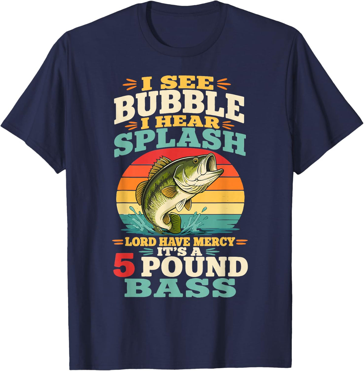 Largemouth Bass Angler T-Shirt - Navy Blue