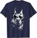 Grunge Style Hipster Doberman Pinscher Dog with Sunglasses T-Shirt - Navy Blue