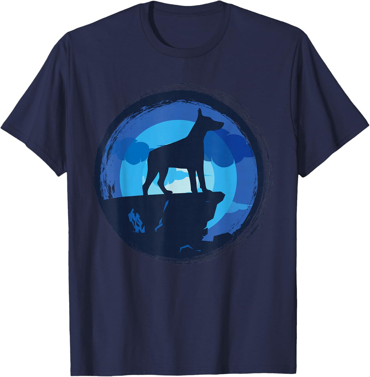 Doberman Pinscher Dobie Dog T-Shirt - Navy Blue