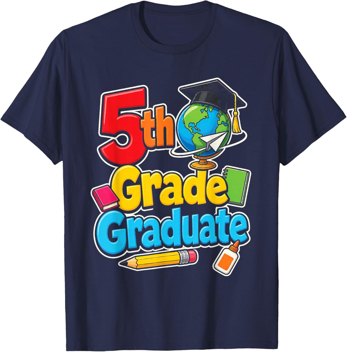 5th Grade Graduate Elementary Graduation Moving Up Day T-Shirt - Navy Blue