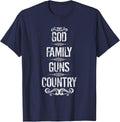 God Family Guns Country T-Shirt - Navy Blue