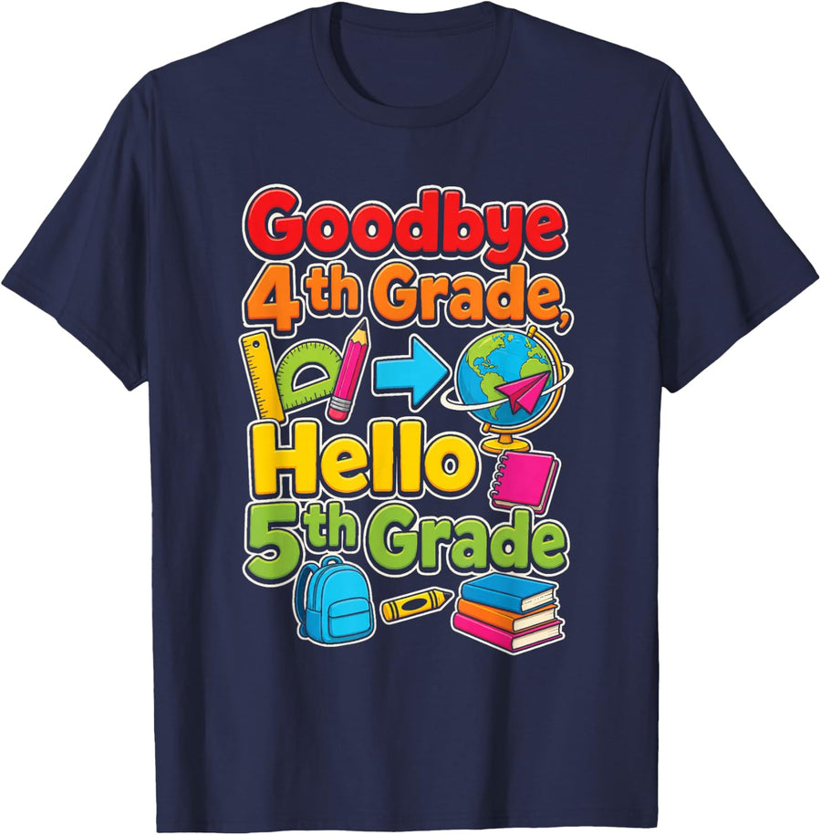 4th Grade Goodbye, 5th Next Moving Up Day Elementary Kids T-Shirt - Navy Blue