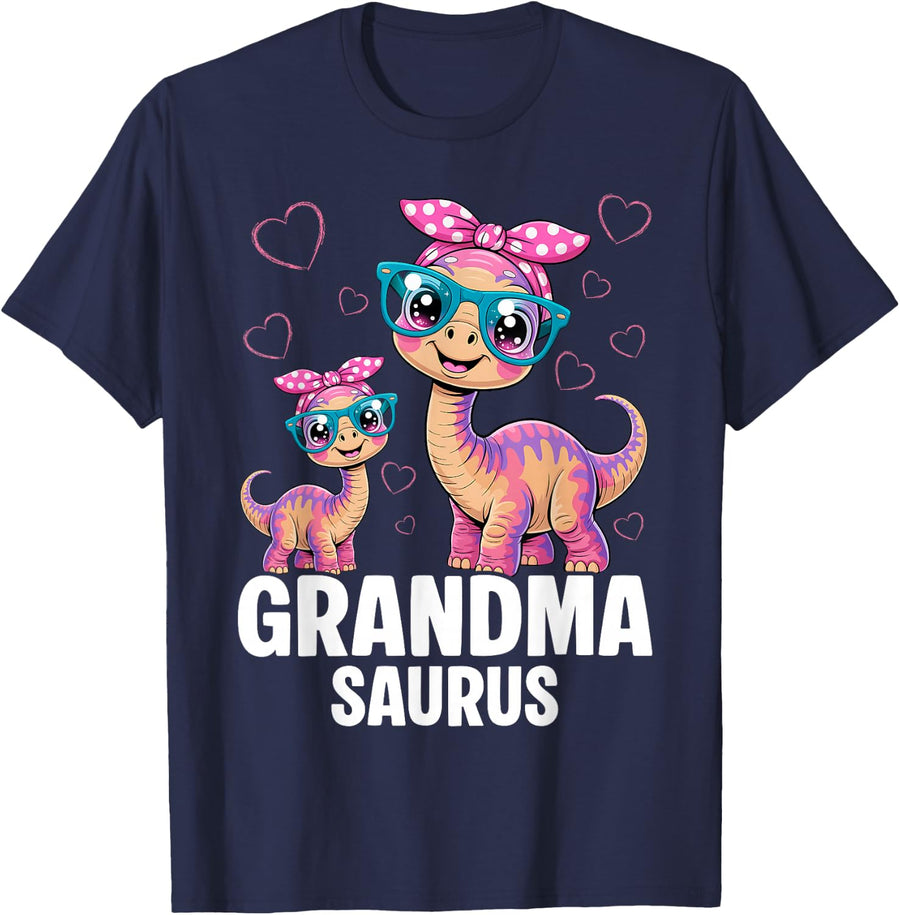 Grandmasaurus Grandma Saurus- Women's Dinosaur T-Shirt - Navy Blue
