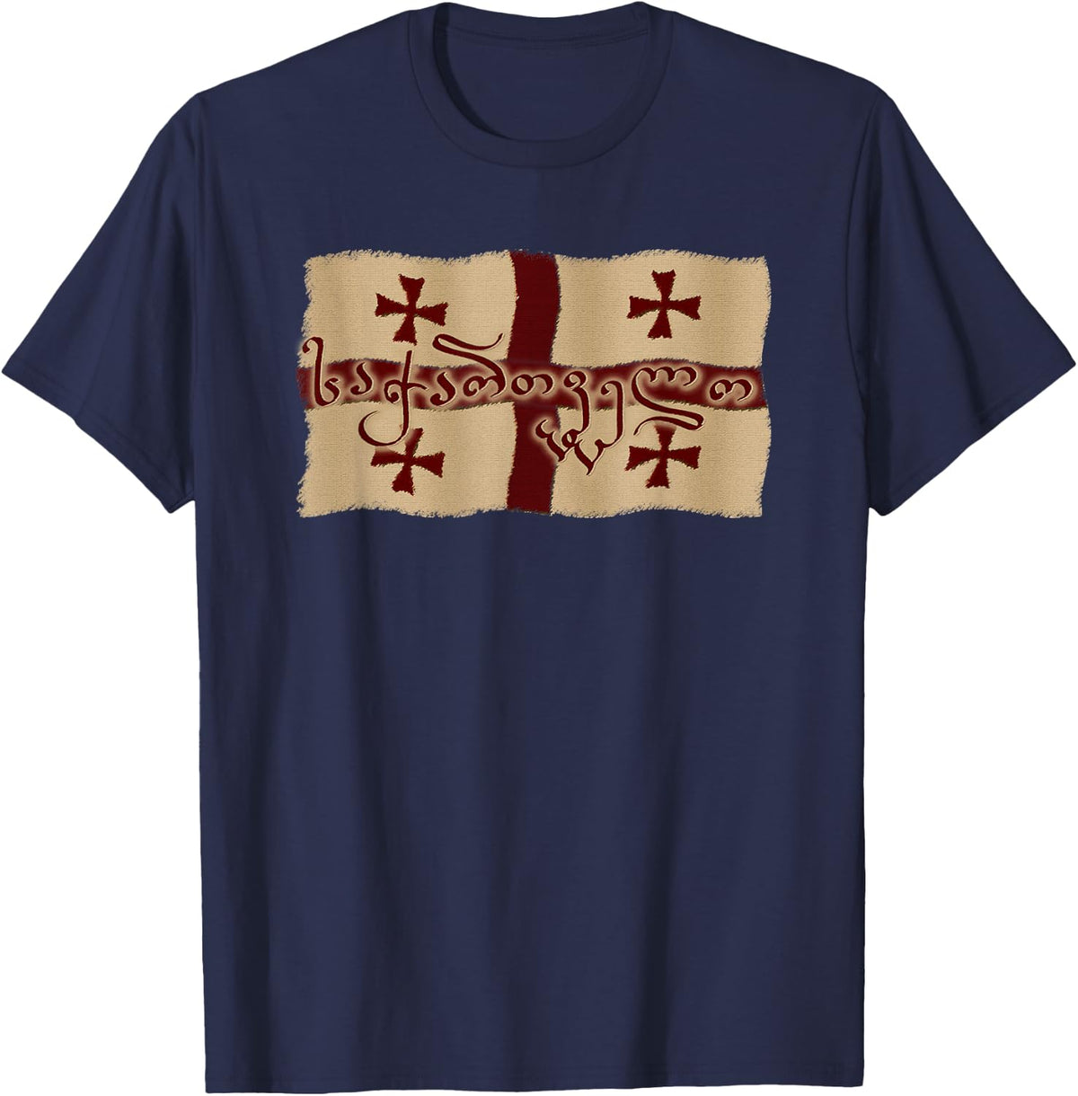 Republic of Georgia flag, Sakartvelo T-Shirt - Navy Blue