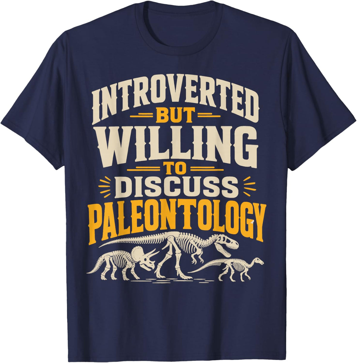 Vintage Paleontology Fossils Dinosaur Paleontologist T-Shirt - Navy Blue