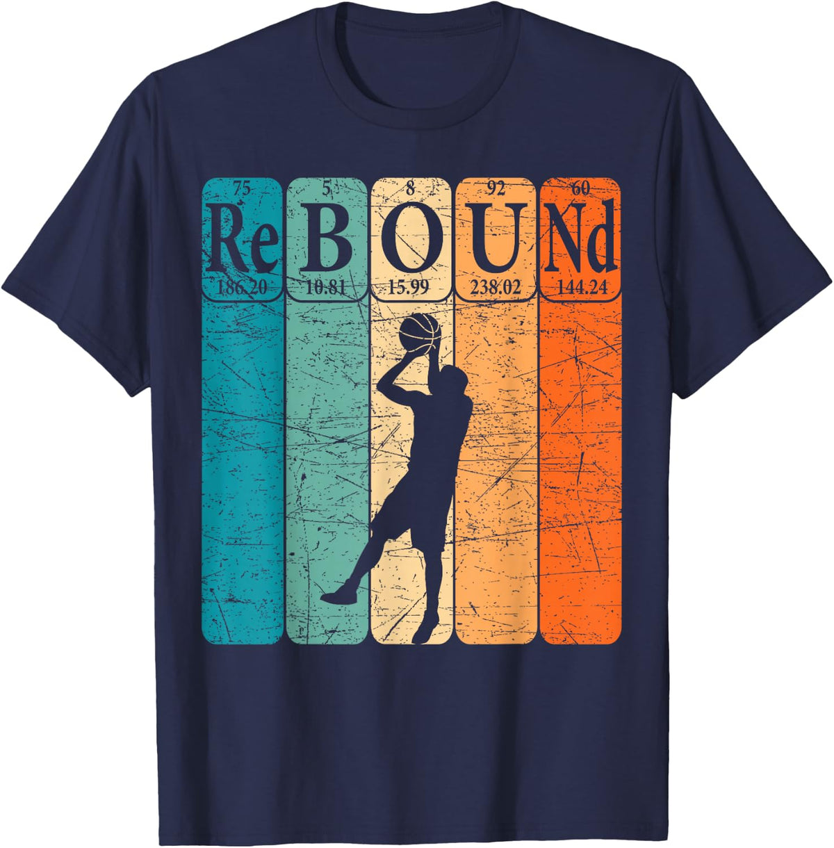 Basketball Periodic Table Elements Science Nerd Basketballer T-Shirt - Navy Blue