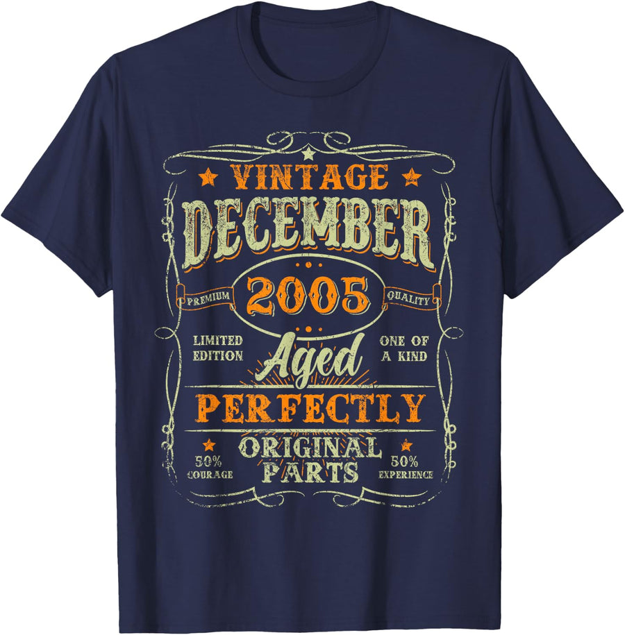 Retro 21 Years Old December 2005 Vintage 21st Birthday Men T-Shirt - Navy Blue