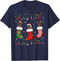 Doberman Pinscher Dog Christmas Socks Funny Xmas Pajama Dog T-Shirt - Navy Blue