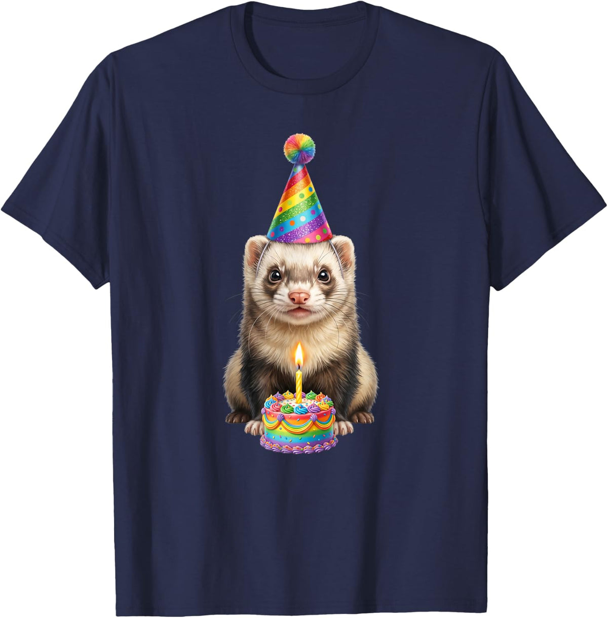 Ferret Birthday T-Shirt - Navy Blue