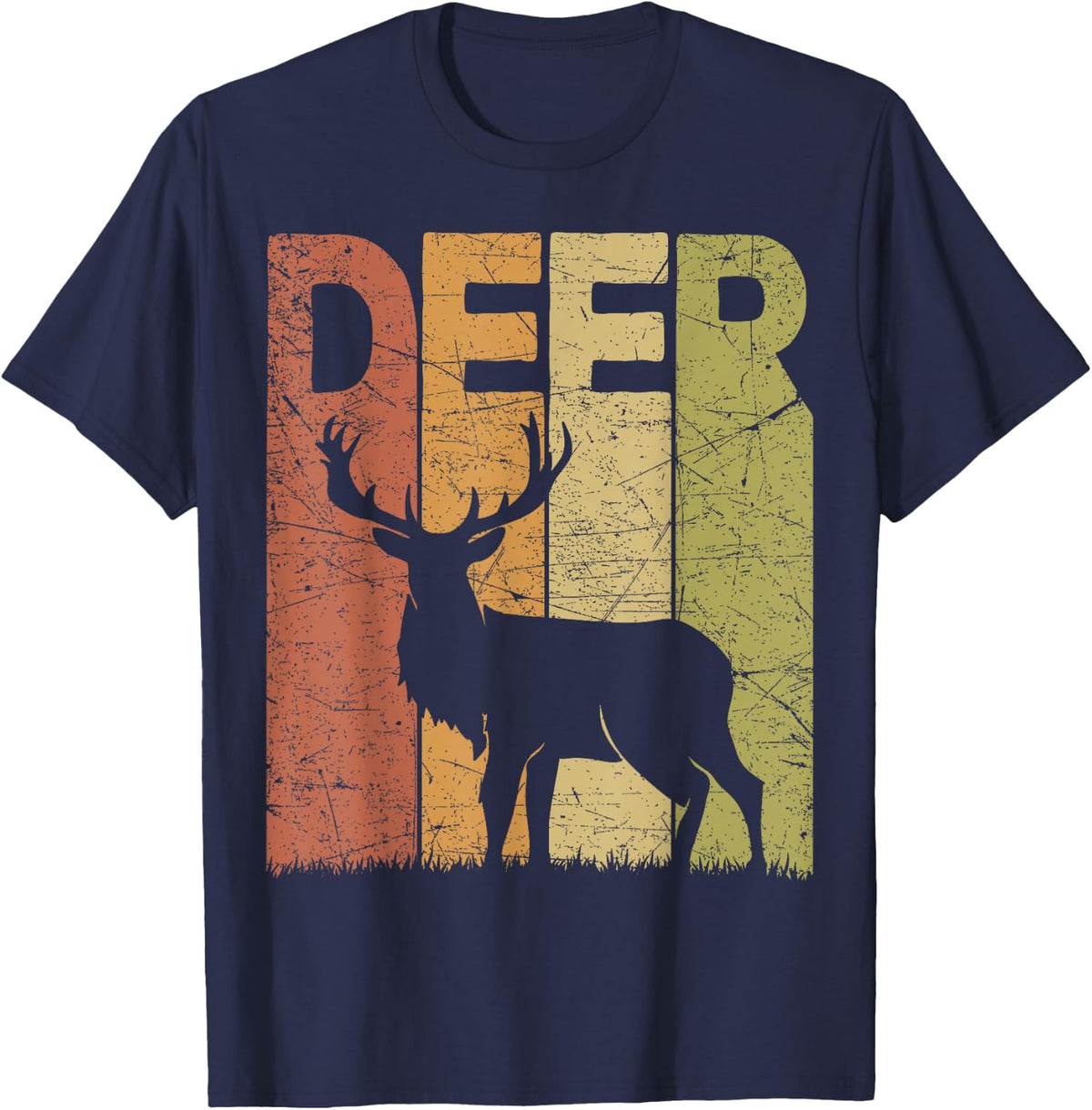 Deer Hunt Vintage Deer Retro Designs Unisex-Adults Kids Deer Graphic Retro Throwback Lettering T-Shirt Black Small Crew Neck