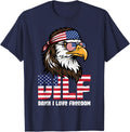 Damn I Love Freedom Eagle US Flag Funny 4th of July Women T-Shirt - Navy Blue