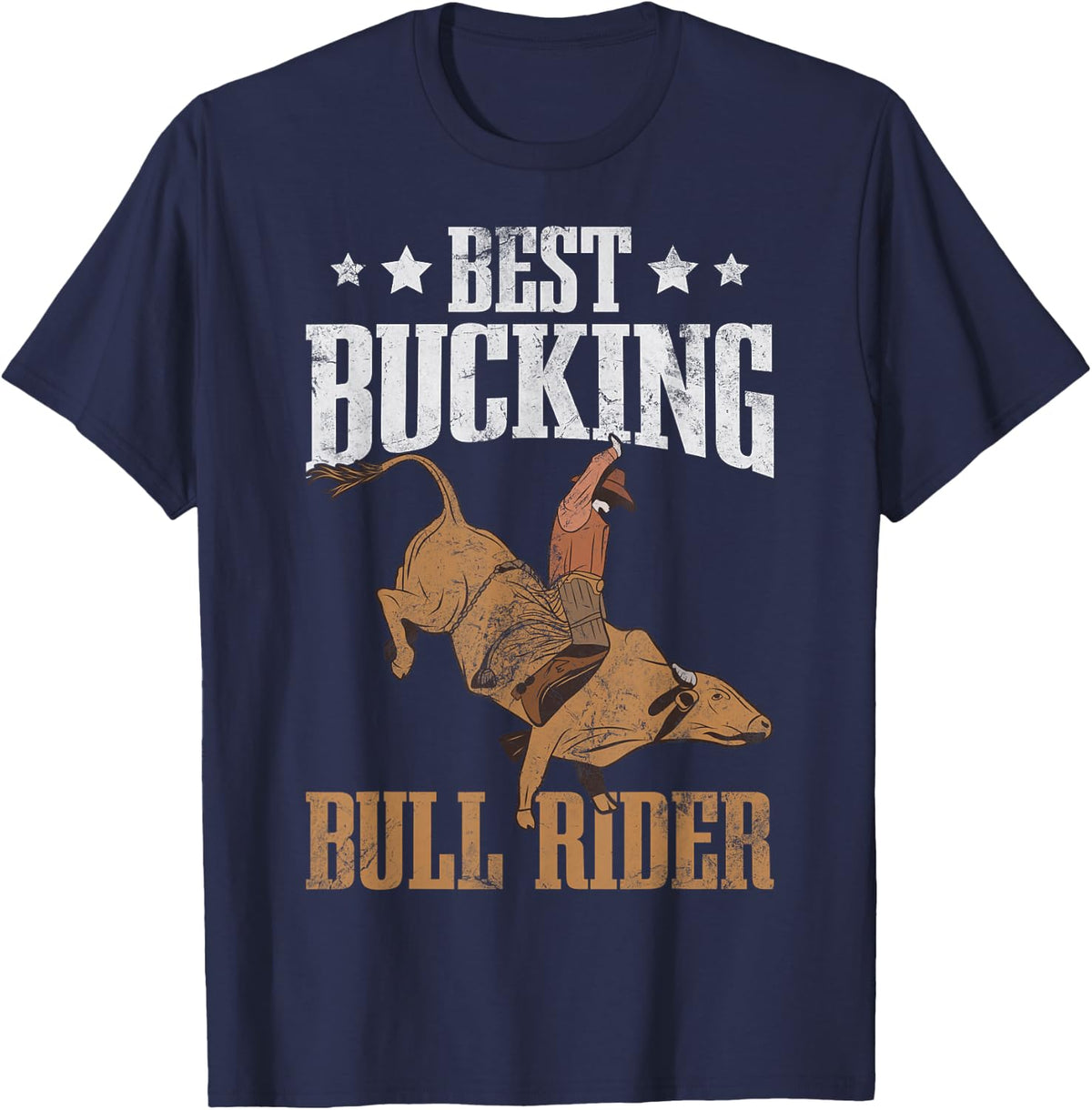Best Bucking Bull Rider Bull Riding Cowboy T-Shirt - Navy Blue