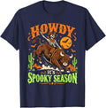 Bull Riding Halloween Cowboy Rodeo Horse T-Shirt - Navy Blue