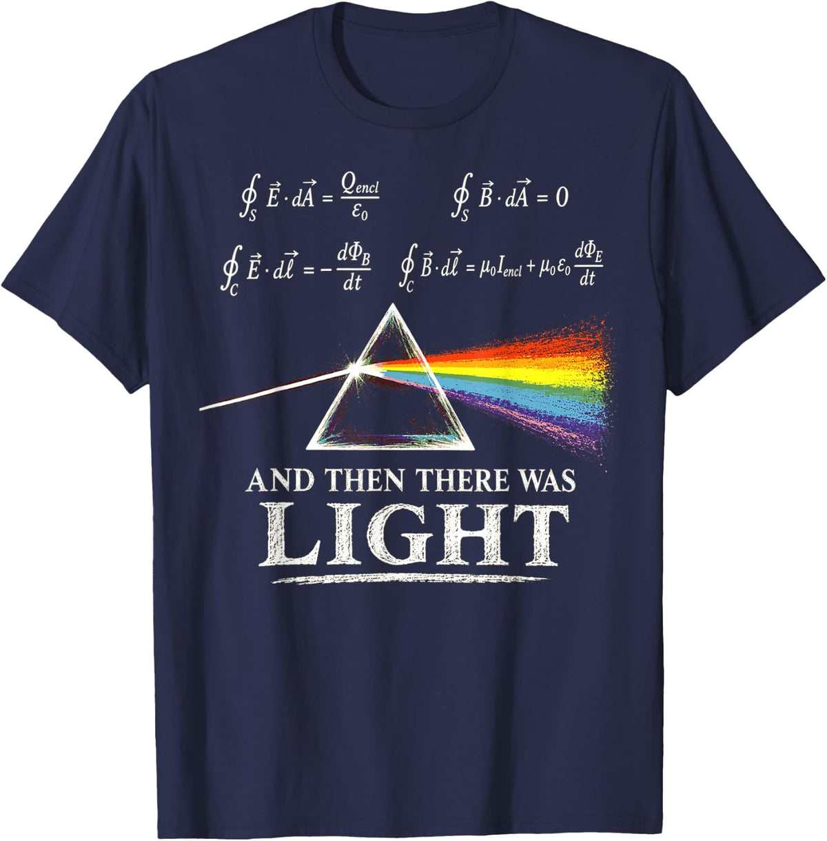 Maxwells Equations Prism Light Physics Science Teacher T-Shirt - Navy Blue