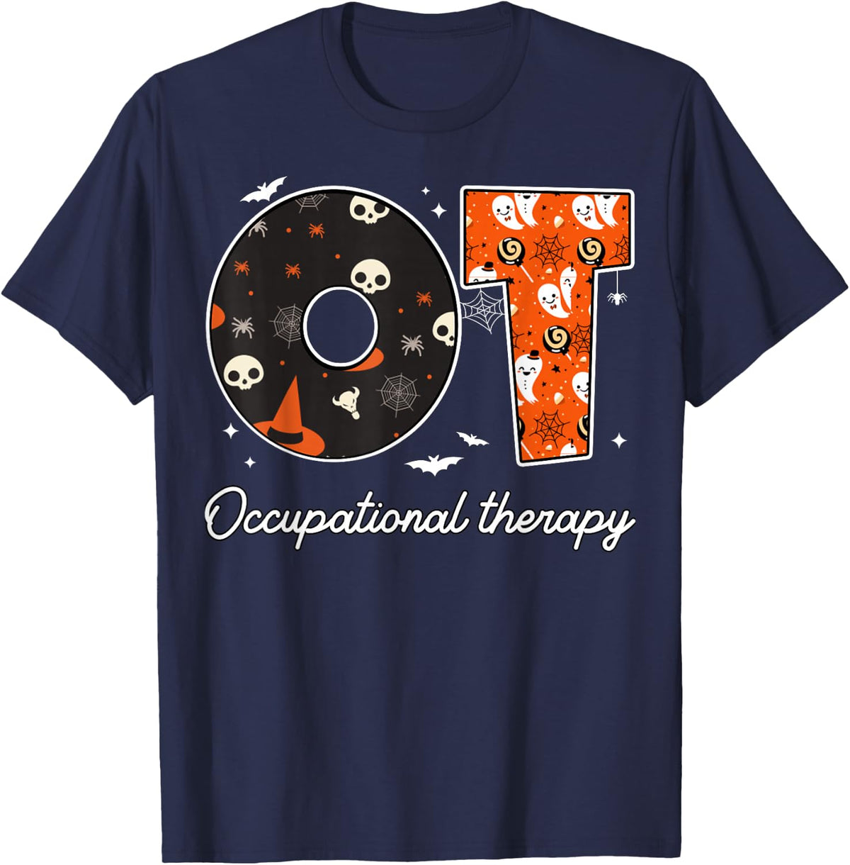 Spooky Occupational Therapist Halloween Occupational Therapy T-Shirt - Navy Blue