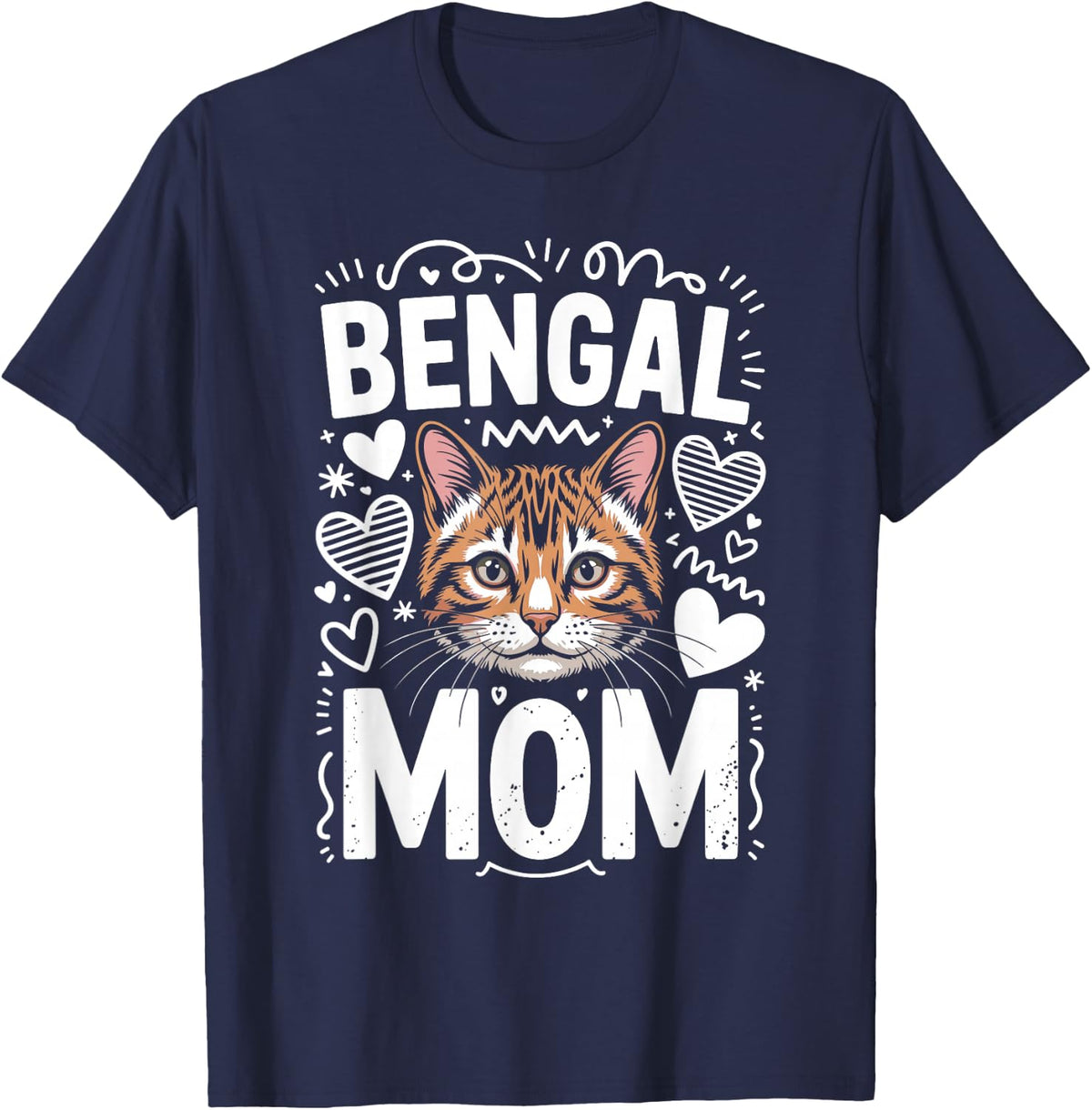 Bengal Mom Bengal Cat T-Shirt - Navy Blue