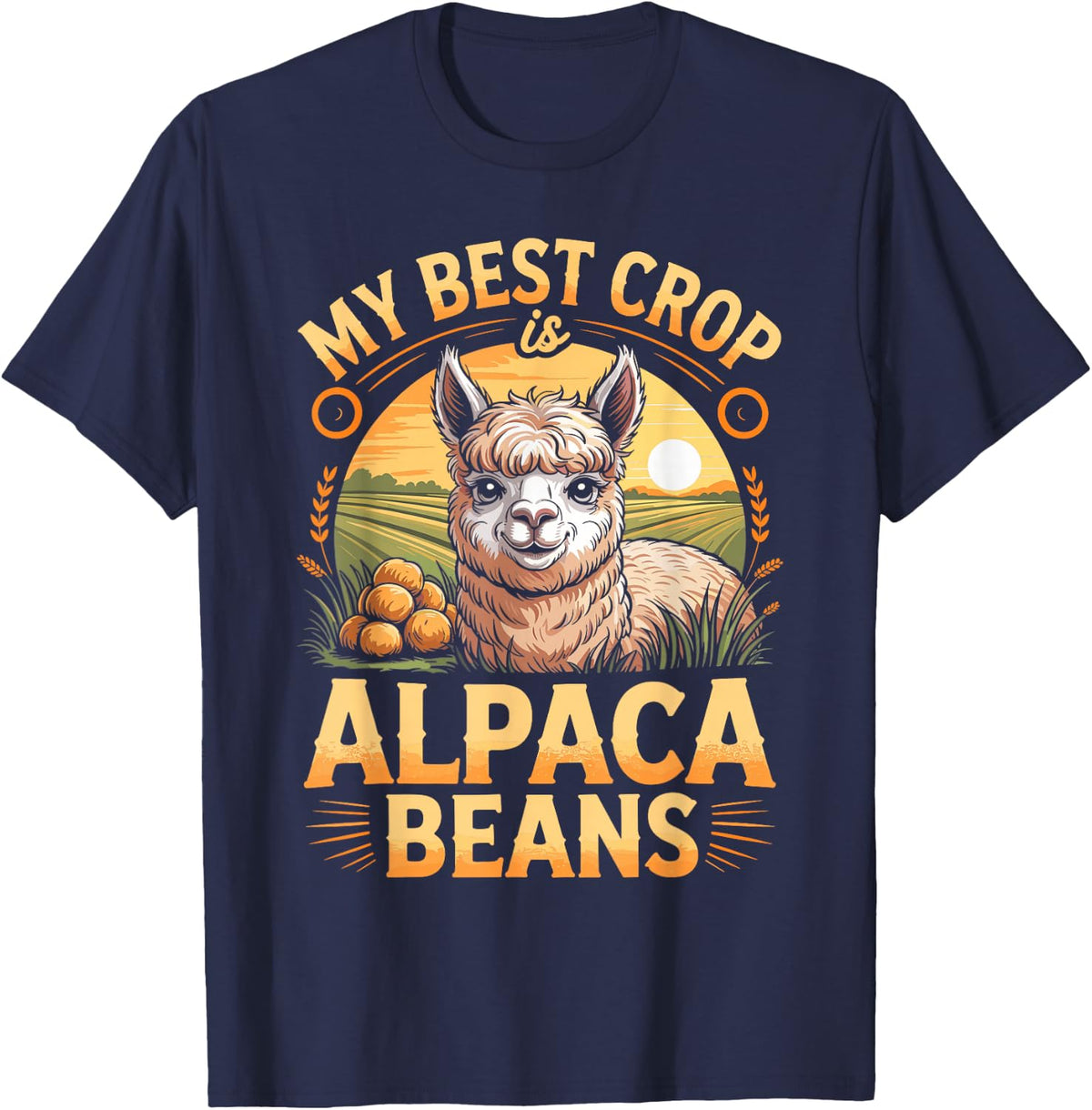 My Best Crop is Alpaca Beans Alpacas T-Shirt - Navy Blue