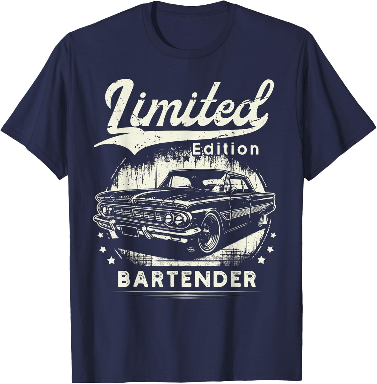Bartender Job classic car Birthday Worker Professional T-Shirt - Navy Blue