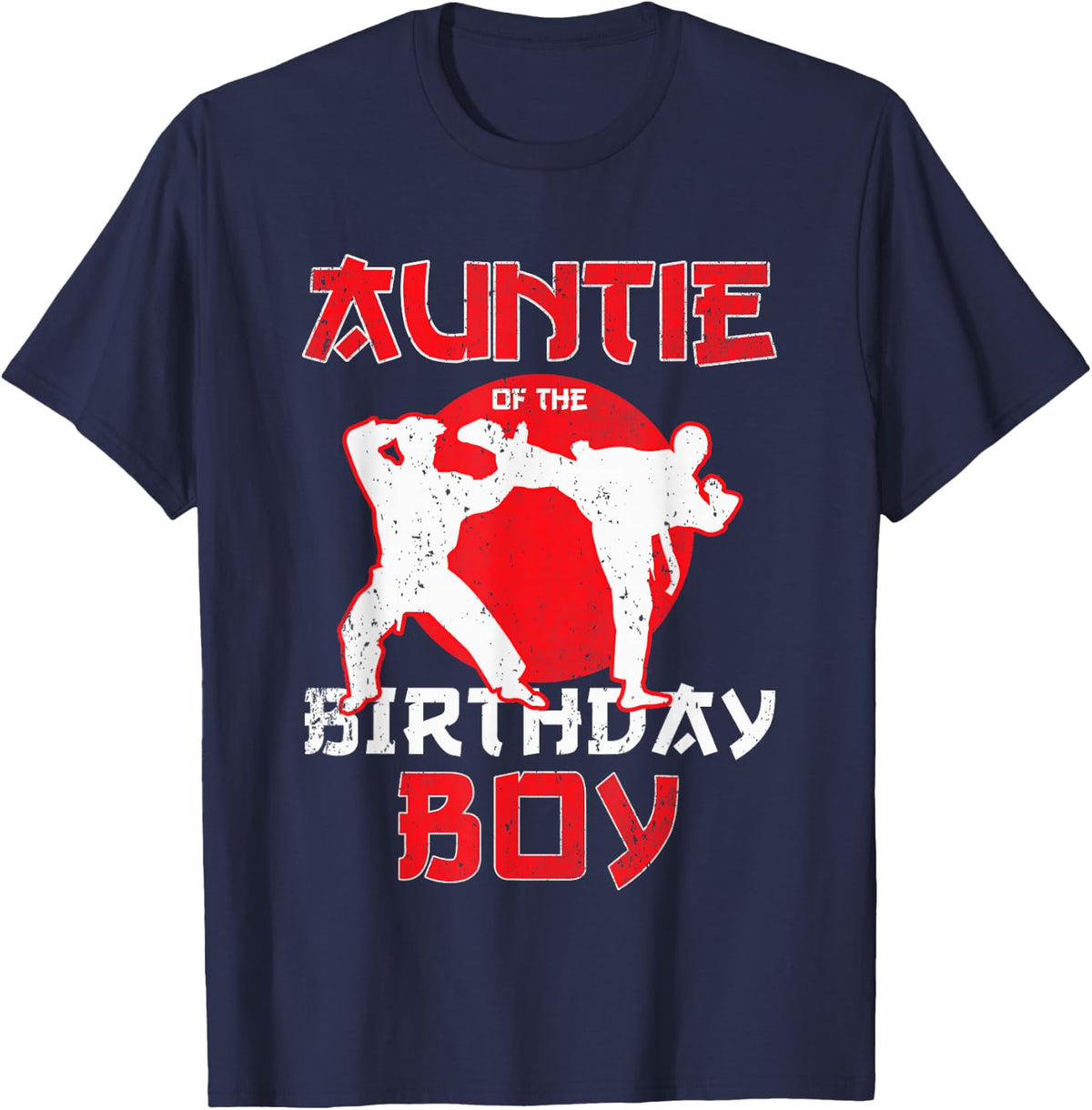 Auntie Of The Birthday Karate Boy Tee Taekwondo Martial Arts T-Shirt - Navy Blue