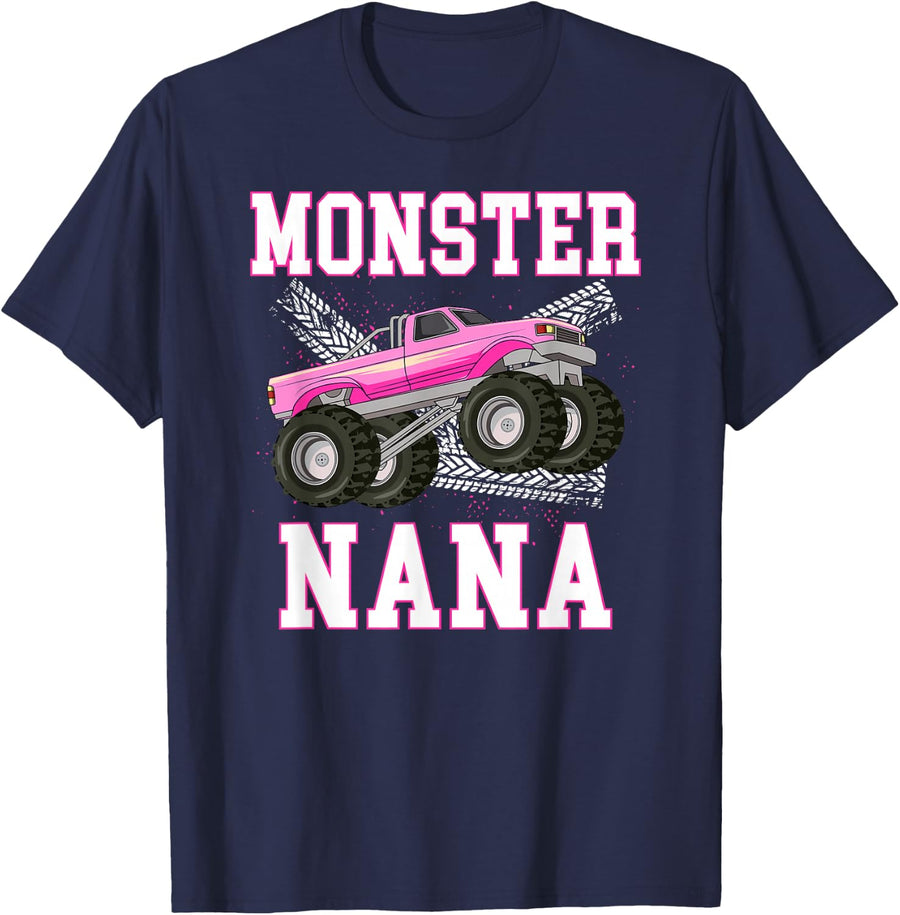 Monster Nana Monster Truck Nana Grandma T-Shirt - Navy Blue