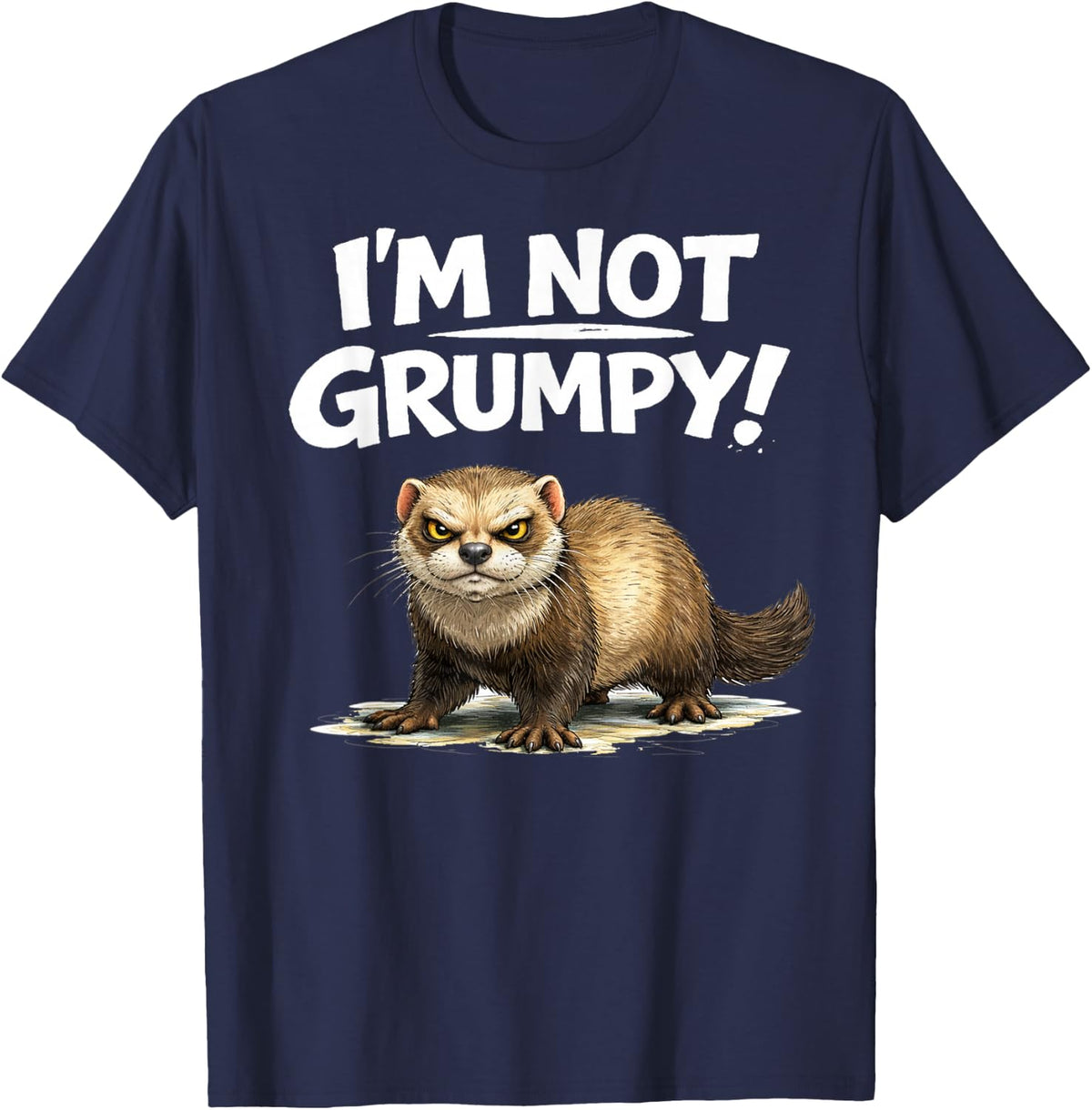 Funny Angry Ferret Grumpy Meme Gifts for Men Women Boy Kid T-Shirt - Navy Blue