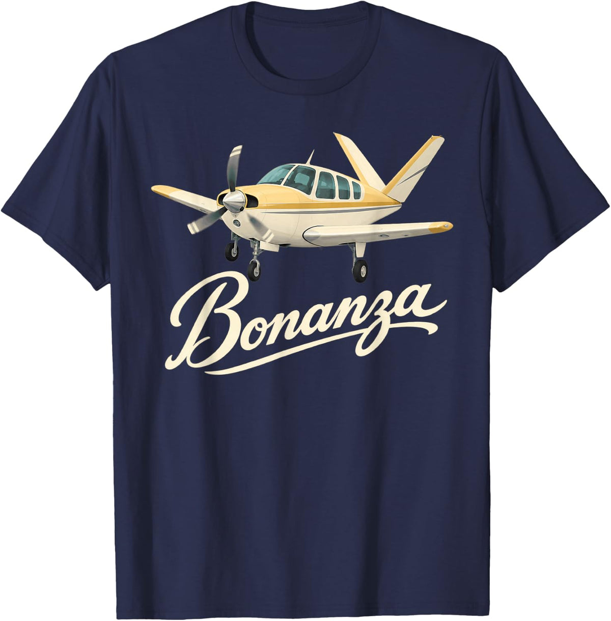 Bonanza Airplane T-Shirt - Navy Blue
