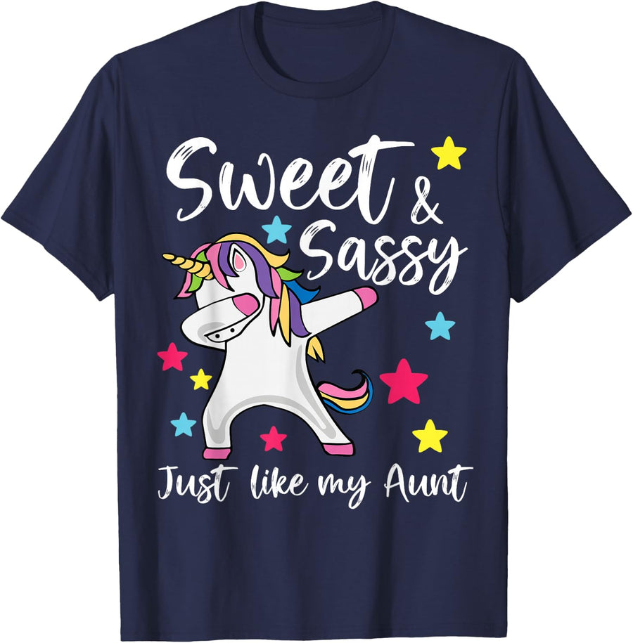 Sassy Like My Aunt Unicorn Cute Matching Aunt T-Shirt - Navy Blue