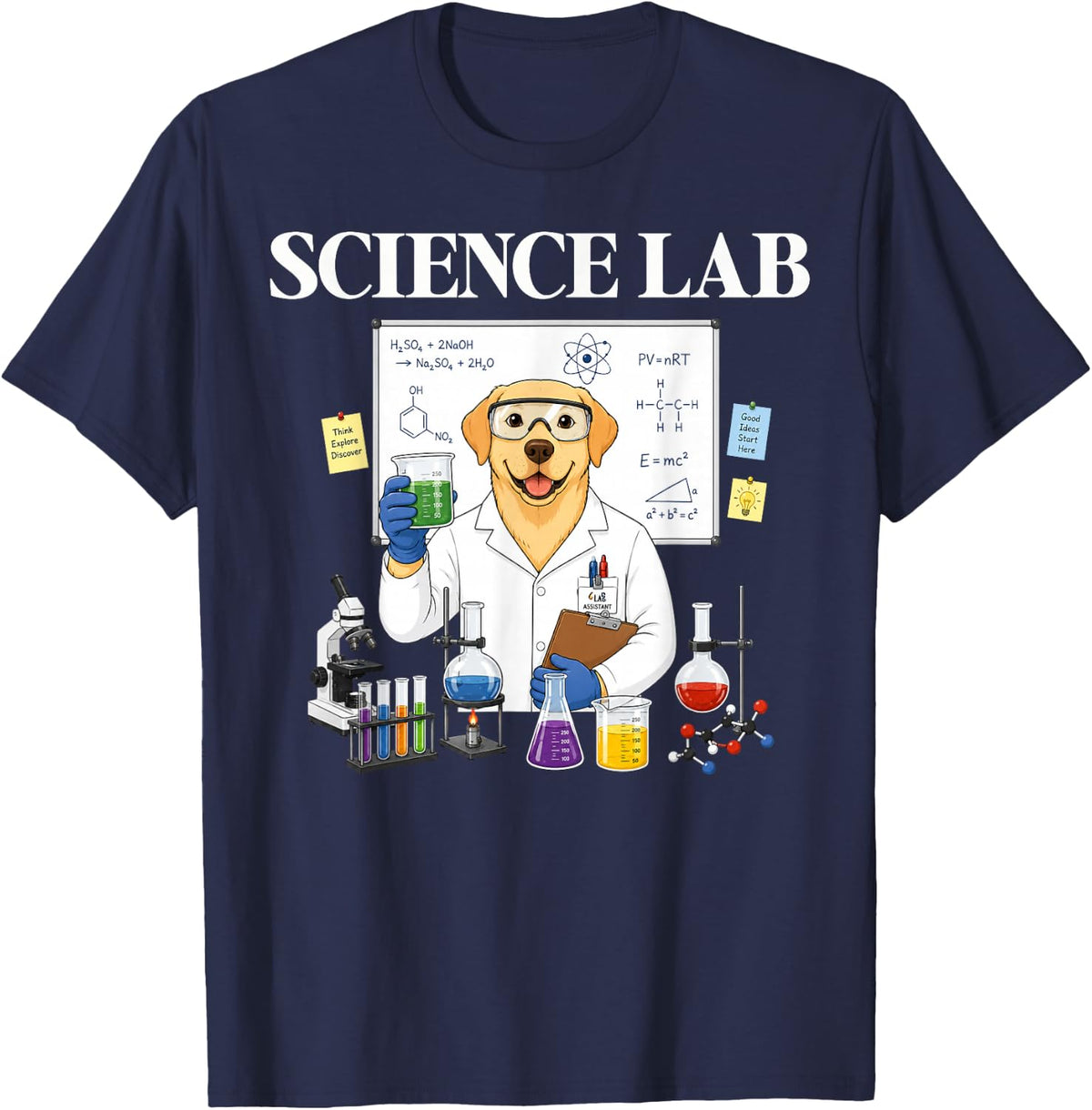 Science Lab Funny Scientist Chemistry Physics STEM Teacher T-Shirt - Navy Blue