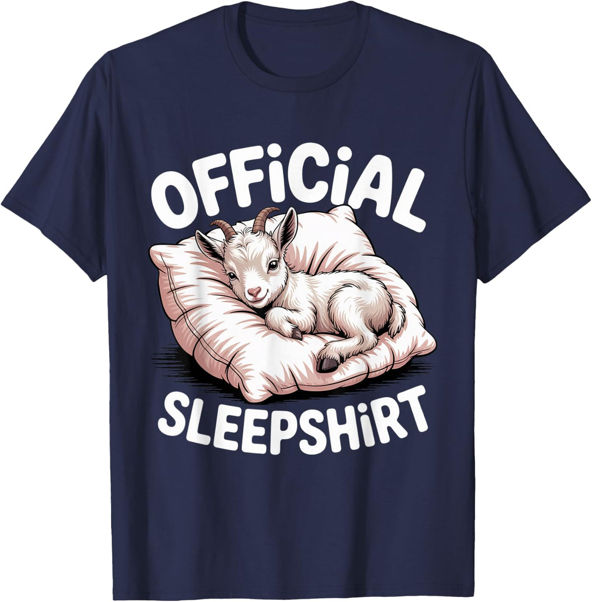 Womens Official Sleepshirt Baby Goat Kid Pajama Top Farmer T-Shirt - Navy Blue